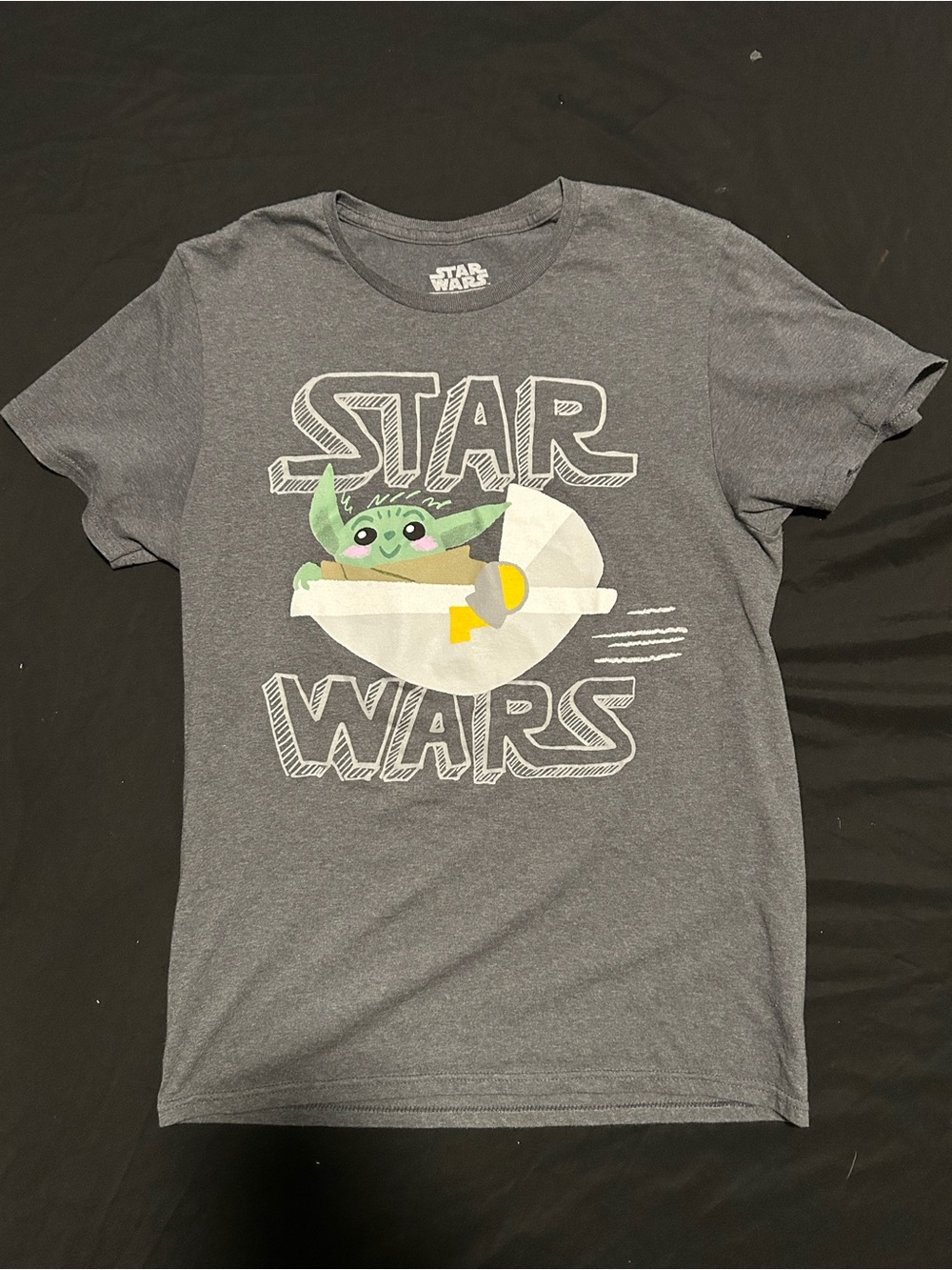 Star Wars Kids Gray Tee with Green Baby Yoda Graphic